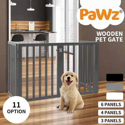 Pawz Wooden Pet Gate Dog Fence Retractable Safety Stair Barrier Security Door • $59.99