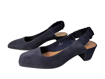 New Womens M&s Collection Insolia Uk 5 Navy Suede Slingback Heel Shoes Rrp £45 • £24.99