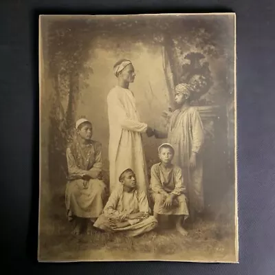 1880’s Large Sepia Tone Albumem Photograph Blind Man & Boys In Egypt • $119.95