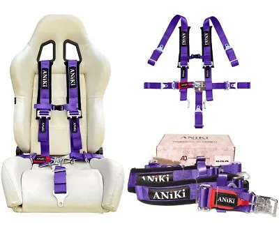 ANIKI PURPLE 5 POINT 2  LATCH & LINK SEAT BELT HARNESS W/ SHOULDER PAD UTV ATV • $61.88