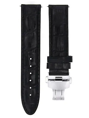 22mm Leather Watch Strap Band Clasp For Montblanc Timewalker Chrono Utv Black • $31.95