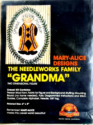 Mary-Alice Designs Vtg Crewel Embroidery Kit GRANDMA Primitive Stitchery • $17