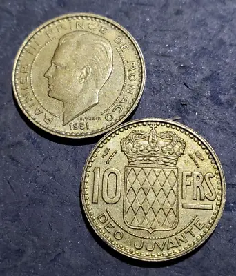 2 Monaco 1951 10 Francs Coins #25 • $5.67