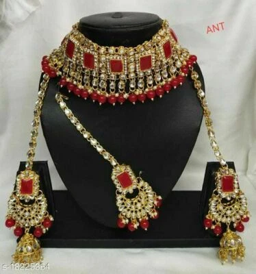 $43.43 • Buy Indian Bridal Wedding Kundan Choker Pearl Jewelry Necklace Earrings Tika Set