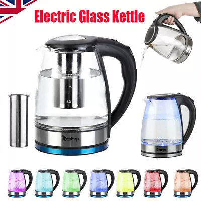 1.8L Illuminated Glass Kettle Cordless Electric Jug Non-Slip 2200W Fast Boil UK • £21.98