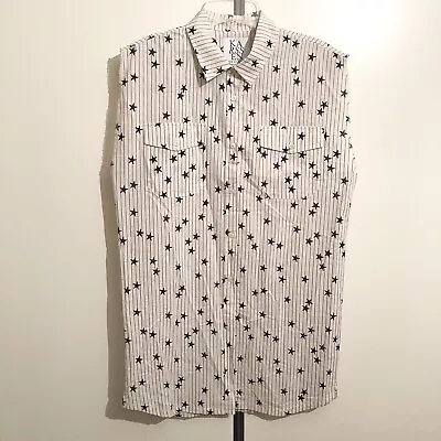 Zoe Karssen Black/White Stars Sleeveless Collared Shirt RRP: £125 • £32