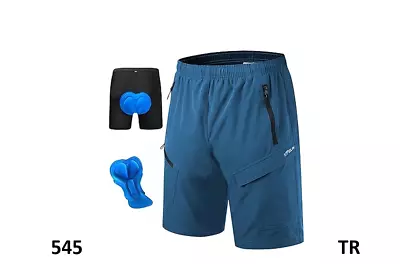 Men Mountain Bike Shorts 3D Padded Baggy Bicycle Riding Cycling Shorts XL Blue • $27.89