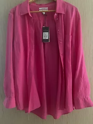 Country Road Women's Linen Shirt Size 16 XL Vivid Pink BNWT RRP $129.00 • $65