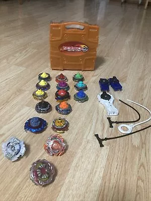Lot Of Hasbro BeyBlade Metal Fury Mixed Pieces W/ Metal Fury Carrying Cases • $45