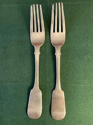 Pair Of Antique 1854 Moscow Russian 84 Silver Forks 7-3/4”Long Total 133g • $100