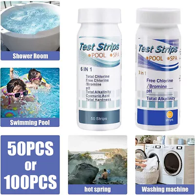 Pack Of 50/100 Chlorine Dip Test Strip Hot Tub SPA Swimming Pool PH Tester Paper • $7.59