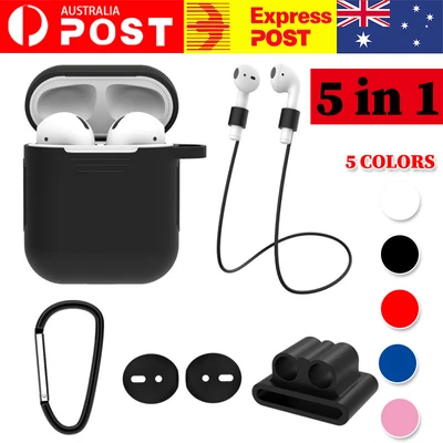 5in1 AirPods Silicone Case Cover Anti-lost Strap Keychain For Apple AirPods 1/2 • $3.57