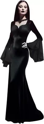 JEGERMIG Black Morticia Addams Dress Floor Length Tight Fitting Halloween Gothic • $55.08