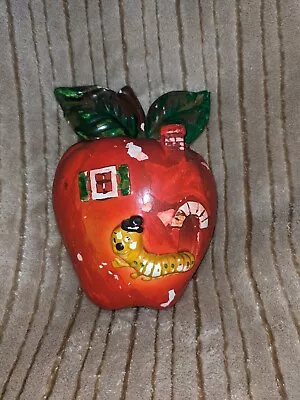 •Vintage Apple With Worm String Holder Chalkware Red • $10