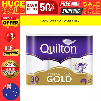 30 Rolls Toilet Paper Quilton 4 Ply White Soft Tissue Bulk Quilton Gold-Softness • $26.42