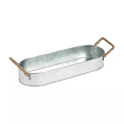 Galvanized Metal Tray With Handles - Farmhouse Rustic Home Decor - 1 Piece - 12 • $24.55