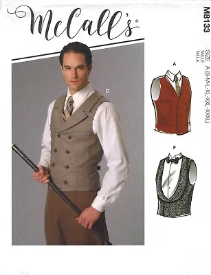 McCall 8133  Mens Lined Vest Historical Costume Waistcoat Sewing Pattern S-XXXL • $11.95