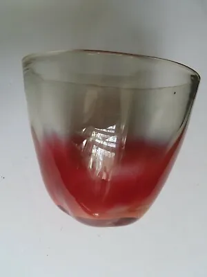 Vintage Dominick Labino Signed Red To Clear Art Glass Bowl  Dated 1978 • $250