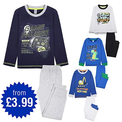 £4.99 • Buy Boys Pyjamas 1 Pack Nightwear Gaming Design 100% Cotton Long Pjs 2 Yrs -13 Yrs