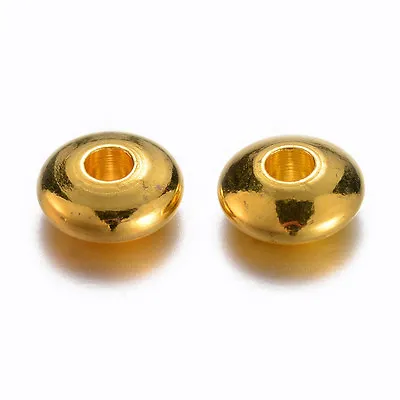 50pcs Gold Tone Brass Metal Beads Rondelle Smooth Loose Spacers Tiny Craft 5x2mm • $6.70