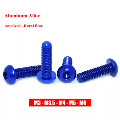 M3-M6 Aluminum Alloy Socket Cap Screw Button Head Allen Bolt Anodized-Royal Blue • $3.69