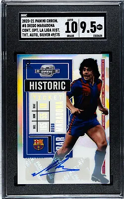 2020 Diego Maradona Panini Ticket Silver Barcelona Autographed 49/75 SGC 9.5/10 • $1579.99