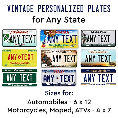 $19.99 • Buy Vintage State License Plate Tag Any Text Custom Personalized Auto Car Bike ATV