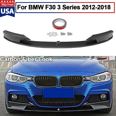 Front Bumper Body Lip Carbon Fiber Style For BMW 3 Series F30 M Sport 2012-2018 • $132.98