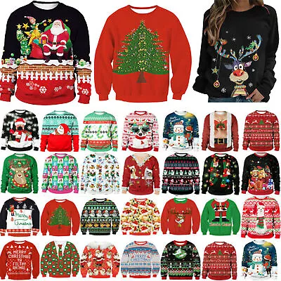 Women Men Christmas 3D Ugly Sweater Jumper Xmas Pullover Party Sweatshirts Tops. • £22.59