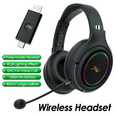 $63.89 • Buy Wireless Bluetooth 3.5mm Wired Gaming Headset RGB ENC Headphones With Mic For PC