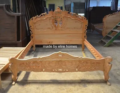£1399 • Buy First Time In UK 100% OAK Wood French Style Rococo Bed   UK King Size 5'