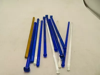 Vintage  LOT 11  Cobalt Blue Glass  CLEAR  Rod Drink Beverage Stirrers Barware • $5.99