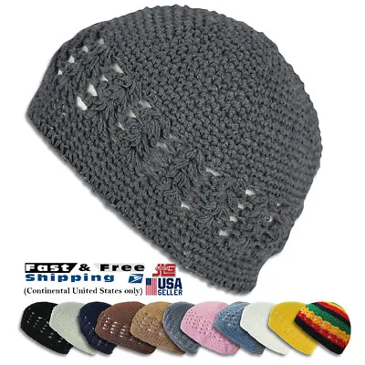 KUFI Crochet Beanie Unisex Cotton Skull Cap Knit Hat Man Women Brand New 633 • $10.99