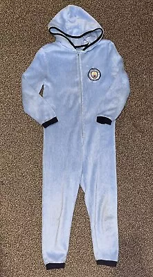 MANCHESTER CITY Boys Girls All In One Piece Pyjamas Sleepwear. Age 11-12 Years • £6