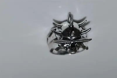 *fj* Biker Skull / Spikes Vintage G&s? Biker Ring  (bfc35) • $50