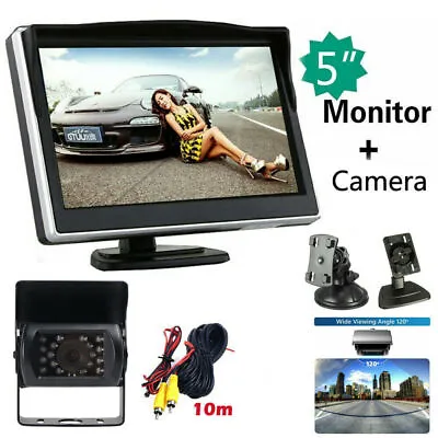 5  Car Rear View Monitor HD Reversing Camera Kit For Truck Motorhome Camper Bus • £28.99