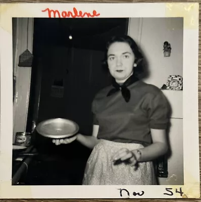 Vintage Found Photo Woman In 50S Kitchen Cooking Dinner Old Can Of Crisco ￼ • $6