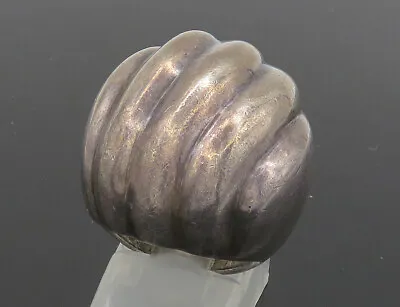 £113.25 • Buy MEXICO 925 Silver - Vintage Dark Tone Fluted Dome Band Ring Sz 6 - RG21681