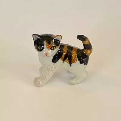 Hand-Painted Miniature Porcelain Calico Cat Figurine – 25166 • $14