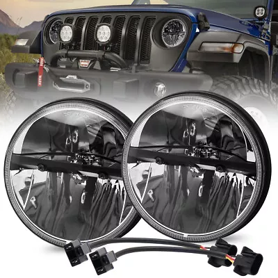 7  Inch Round LED Headlight Reflector Hi-Lo Beam Fit For Jeep Wrangler JK TJ LJ • $144.43