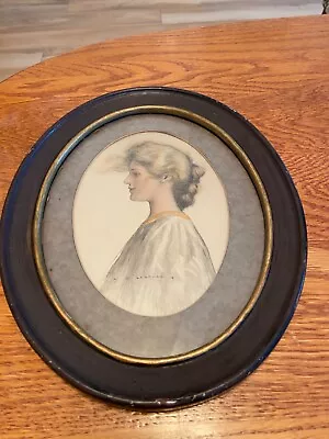 Vintage A. G. Learned Young Woman 3D Dimensional Print - Framed Litho • $65