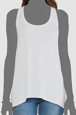 $245 Vince Women's White Drape Hem Scoop Neck Tank Top Size Large • $31.58