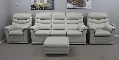 G Plan Malvern Domaso Sand Fabric Static 3 Seater Sofa Power Armchairs Footstool • £2750