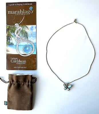 MarahLago Butterfly Pendant Necklace In Sterling Silver And Larimir • $125