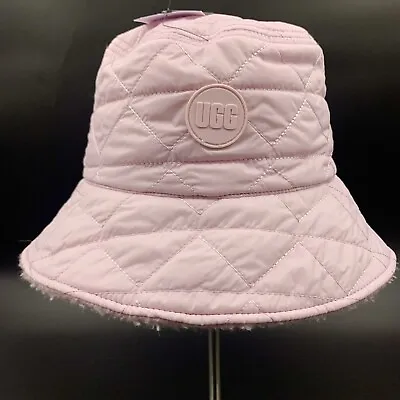 Ugg Reversible Quilted Faux Fur Bucket Hat Womens One Size Dusty Lilac • $54