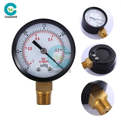 $5 • Buy 0~-30inHg 0~-1bar Air Vacuum Pressure Gauge Meter Digital Mini 2  Dial Manometer