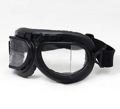 Vintage RAF Style Pilot Goggles - Black Or Chrome - Flying Aviator Biker Helmet • $32.02