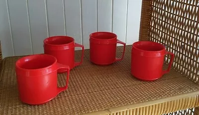 4 Aladdin Vintage Insulated Mugs Red Stackable Thermos Retro Caravan Picnic • $24