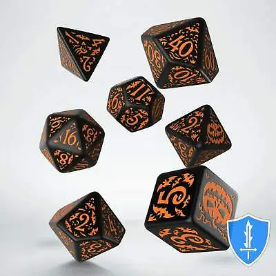 Q-Workshop Halloween Dice Set (7) Pumpkin Black/Orange D&D RPG • $10.99