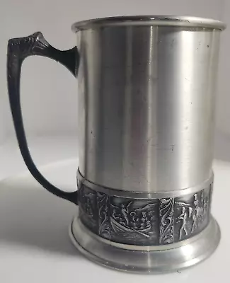 Vtg Pewter Tankard Norway Beer Stein Mug Norwegian Folklore BOAT HORSE AS IS * • $33.15